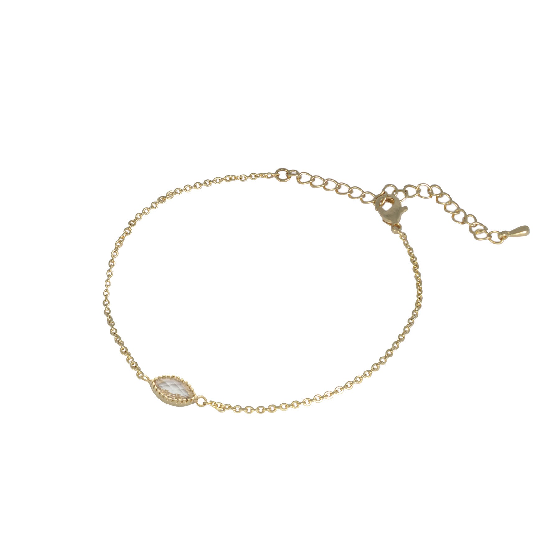 Bracelet marquise en cristal or et transparent - Lost & Faune