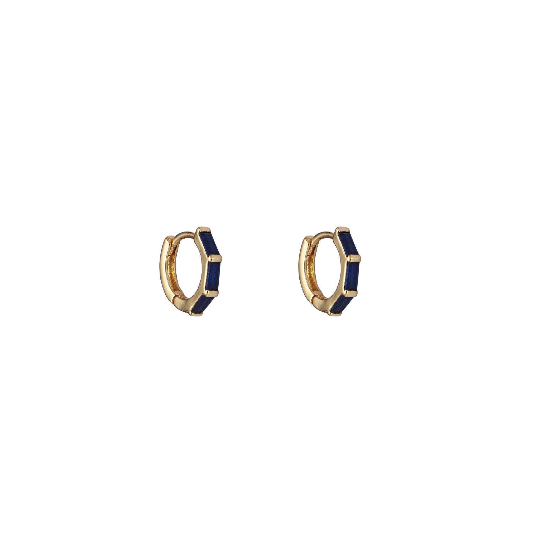 Gold and navy stones hoops 