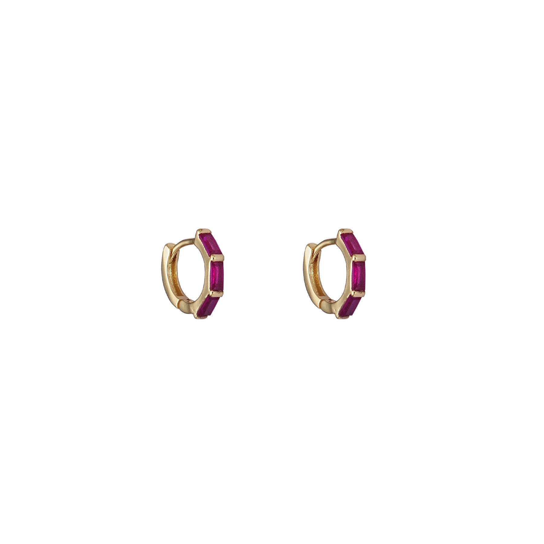 Gold and red stones hoops