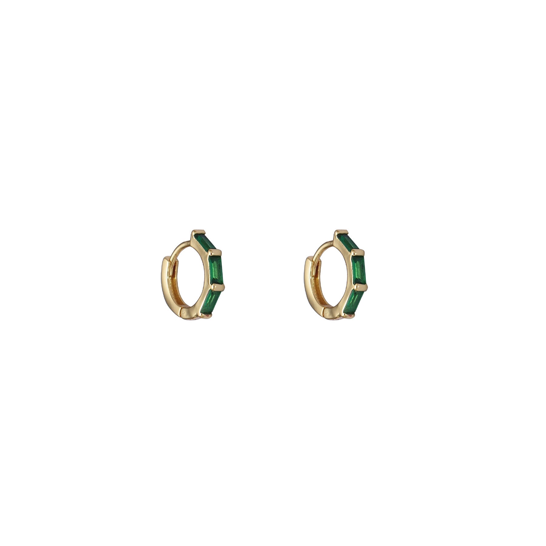 Gold and green stones hoops 