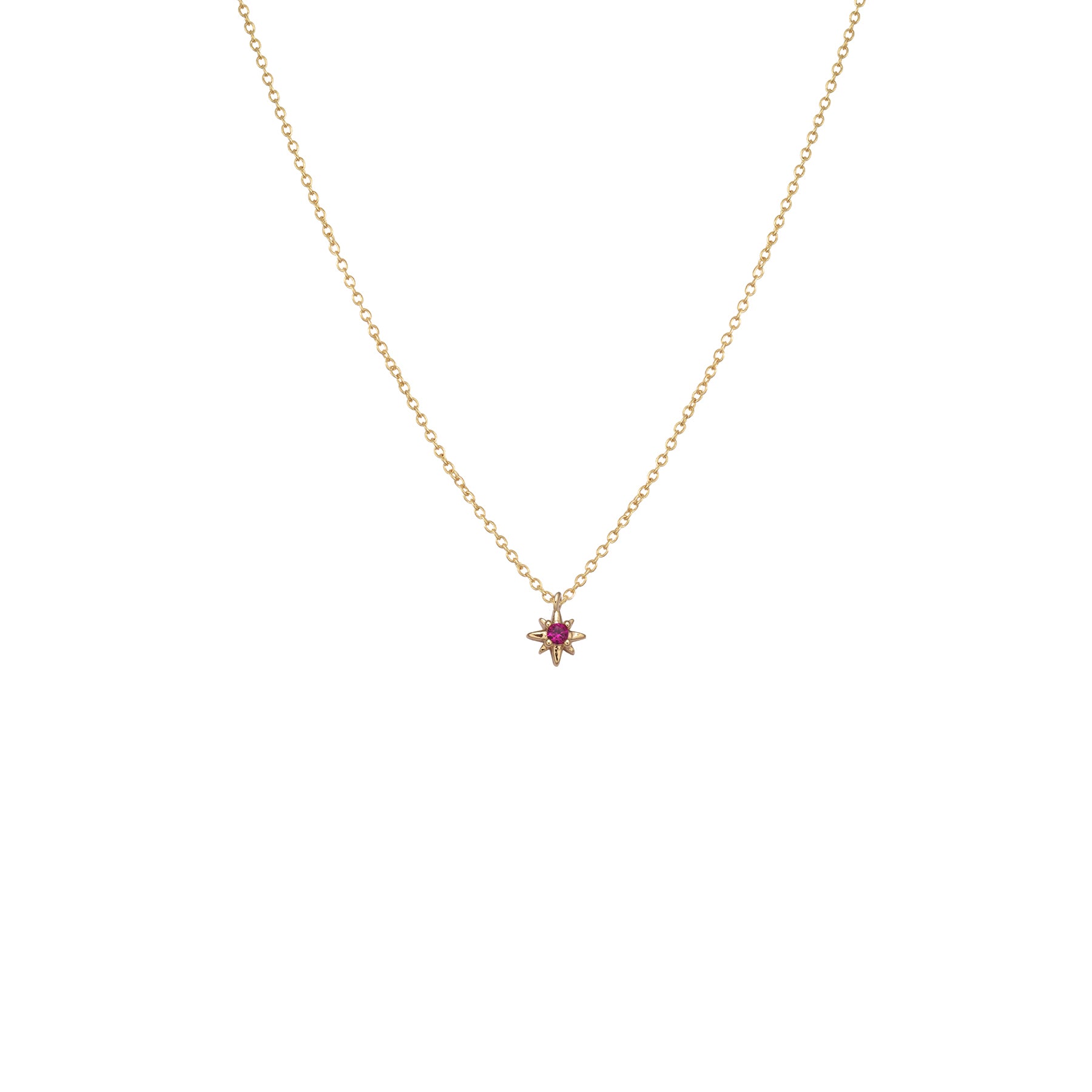 Gold and red sparkling star necklace
