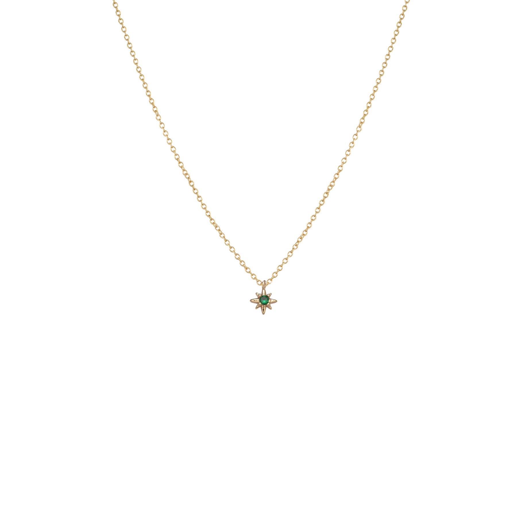 Gold and green sparkling star necklace