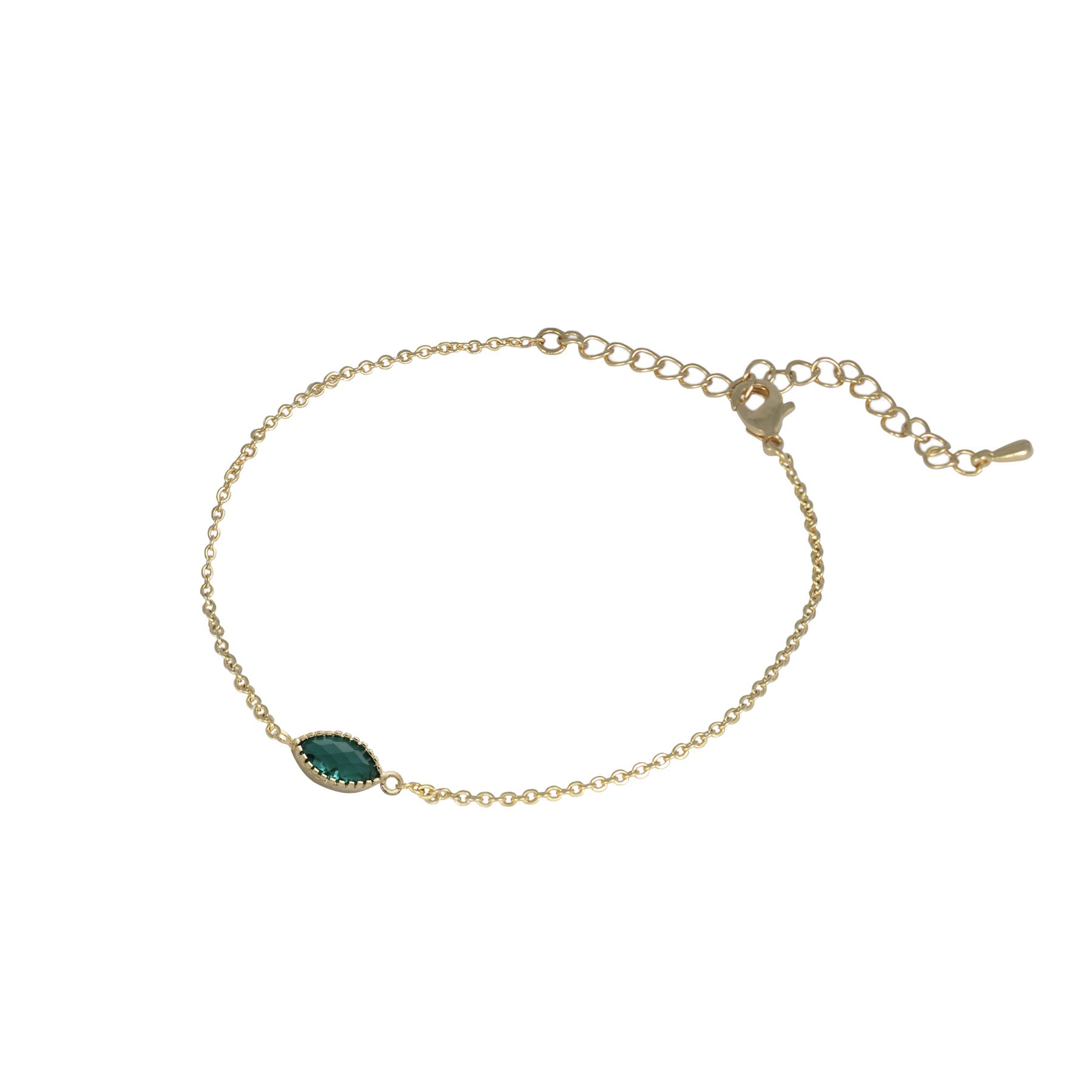 Bracelet marquise en cristal or et vert