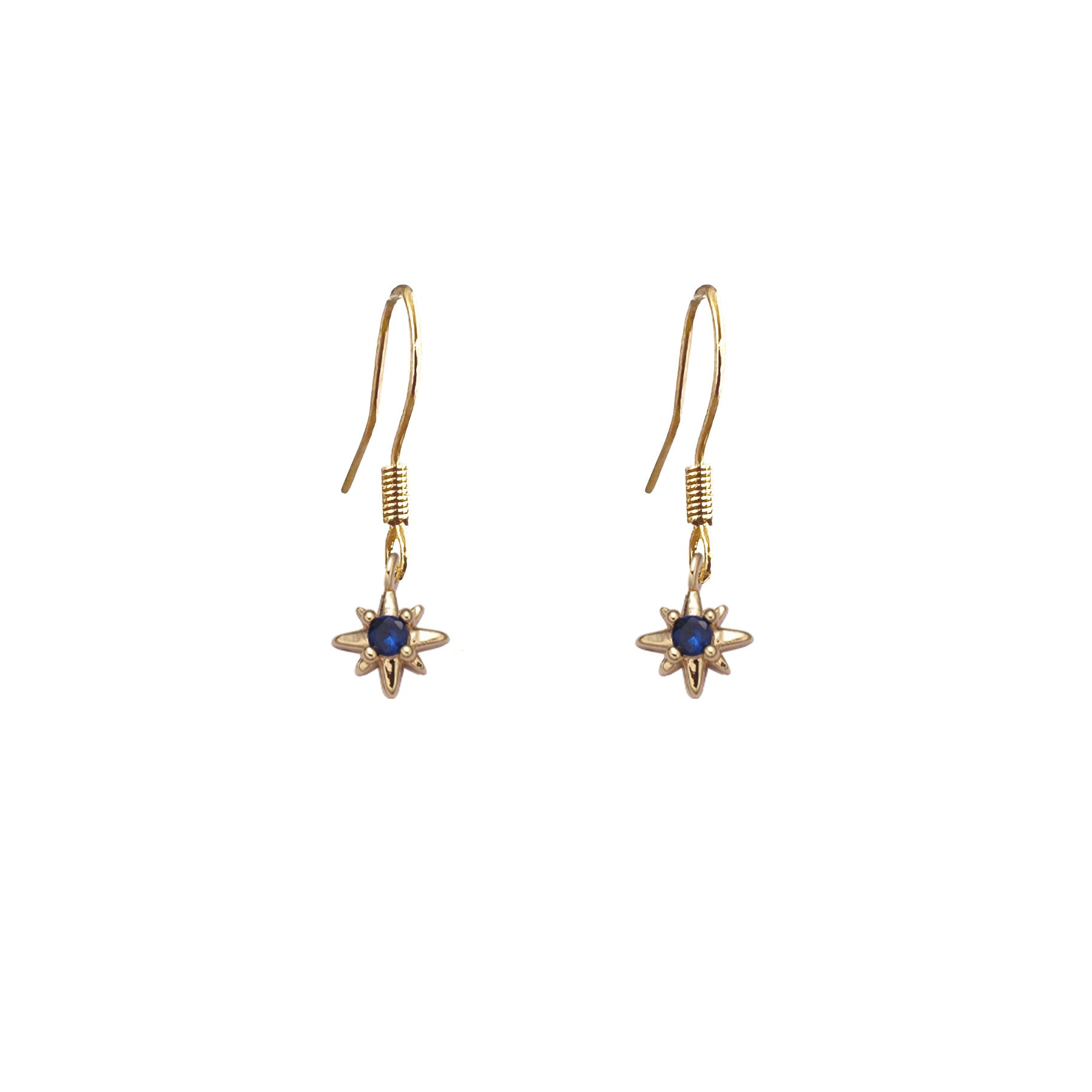 Boucles d'oreilles petites étoiles scintillantes or et marine