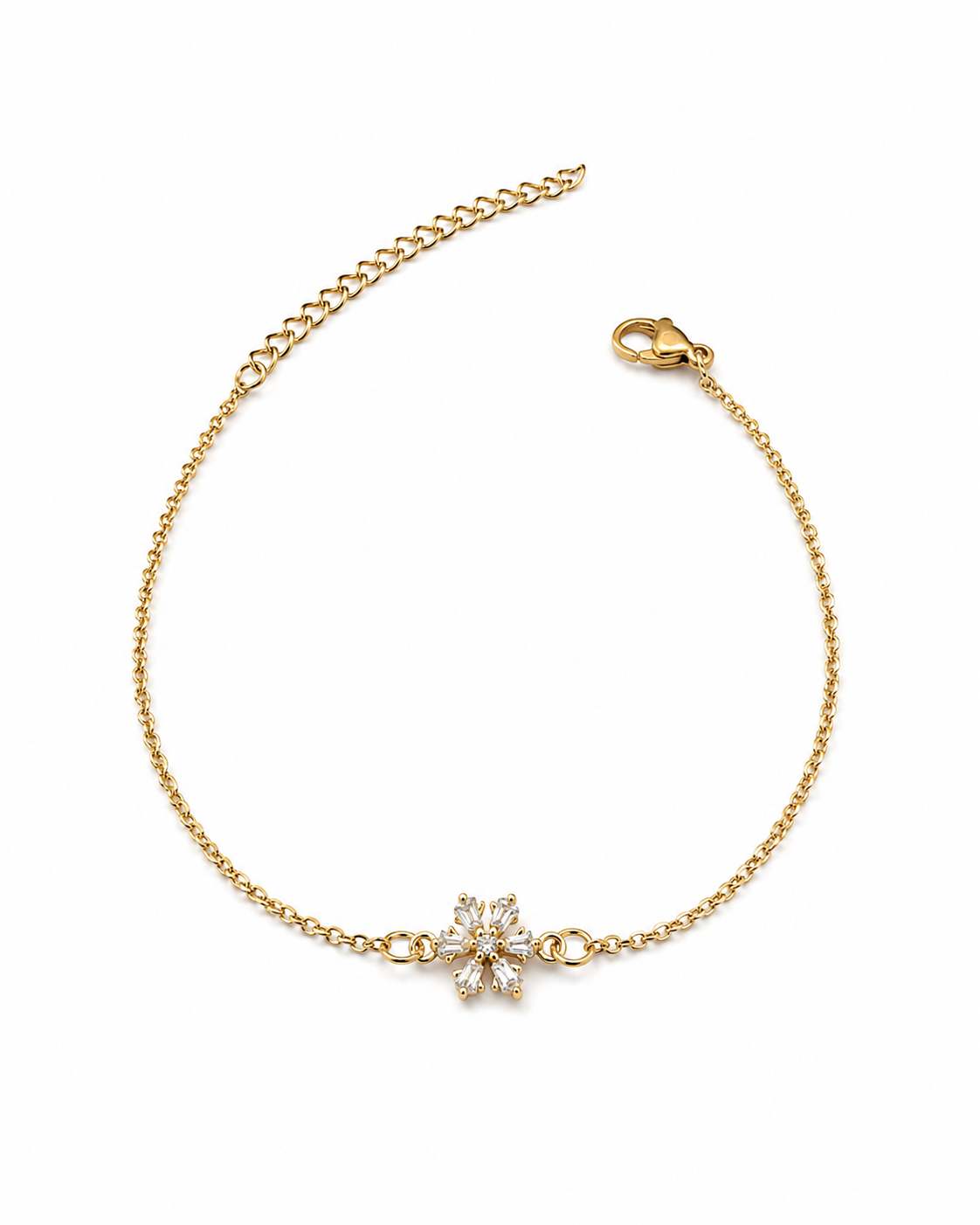 Bracelet flocon scintillant or