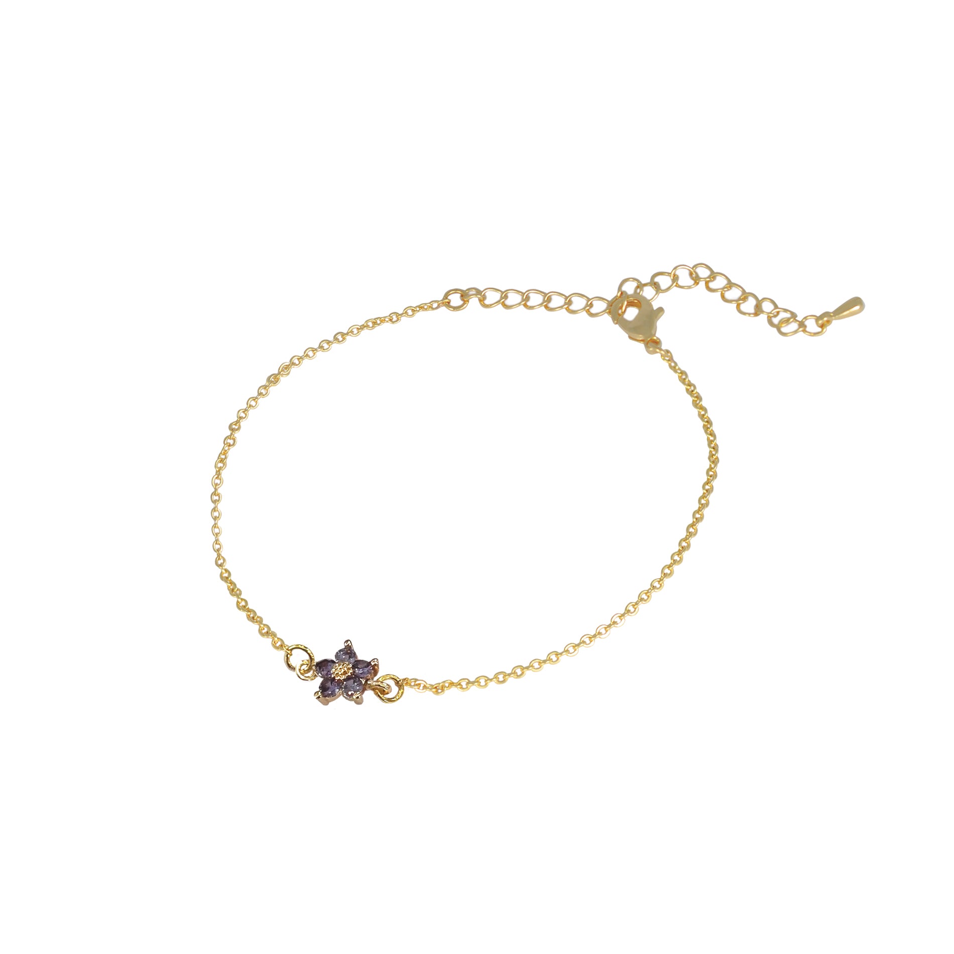 Bracelet petite fleur lavande - Lost & Faune
