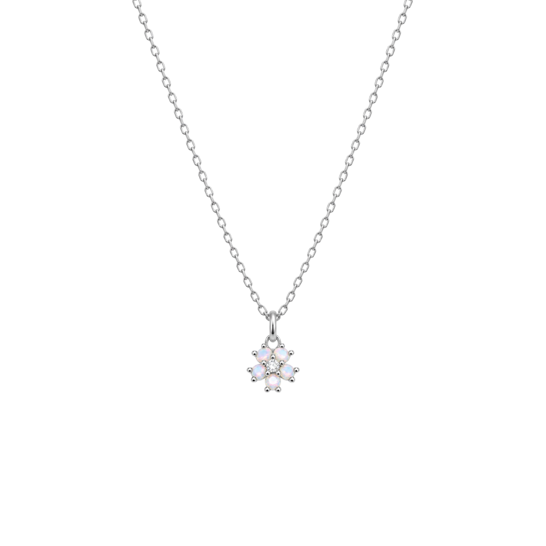 Collier fleurs de givre argent