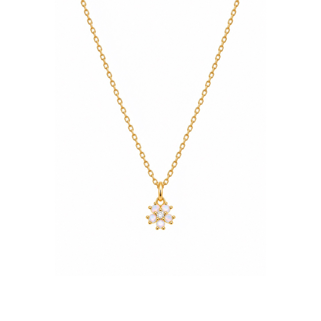 Collier fleurs de givre or