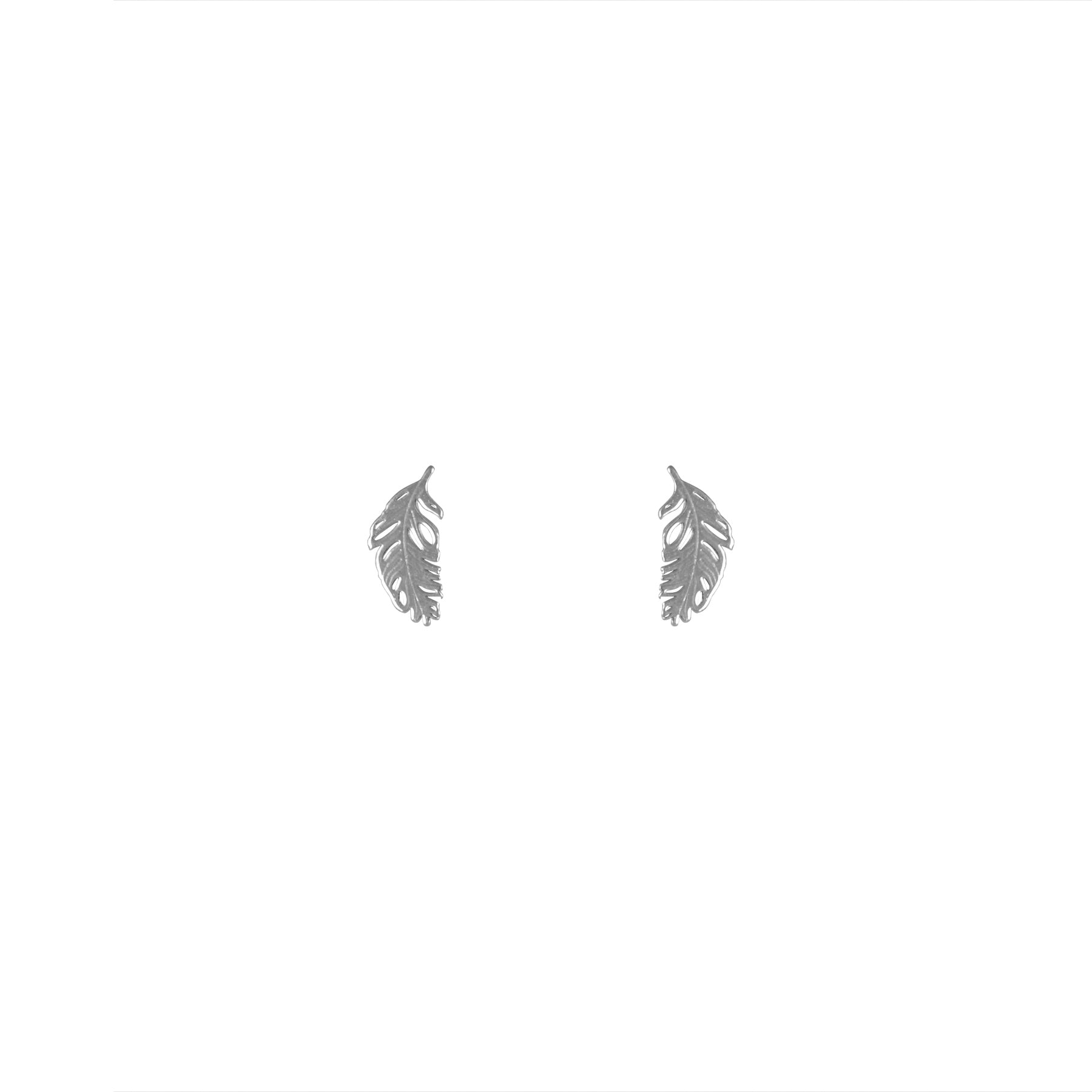 Silver feather stud earrings