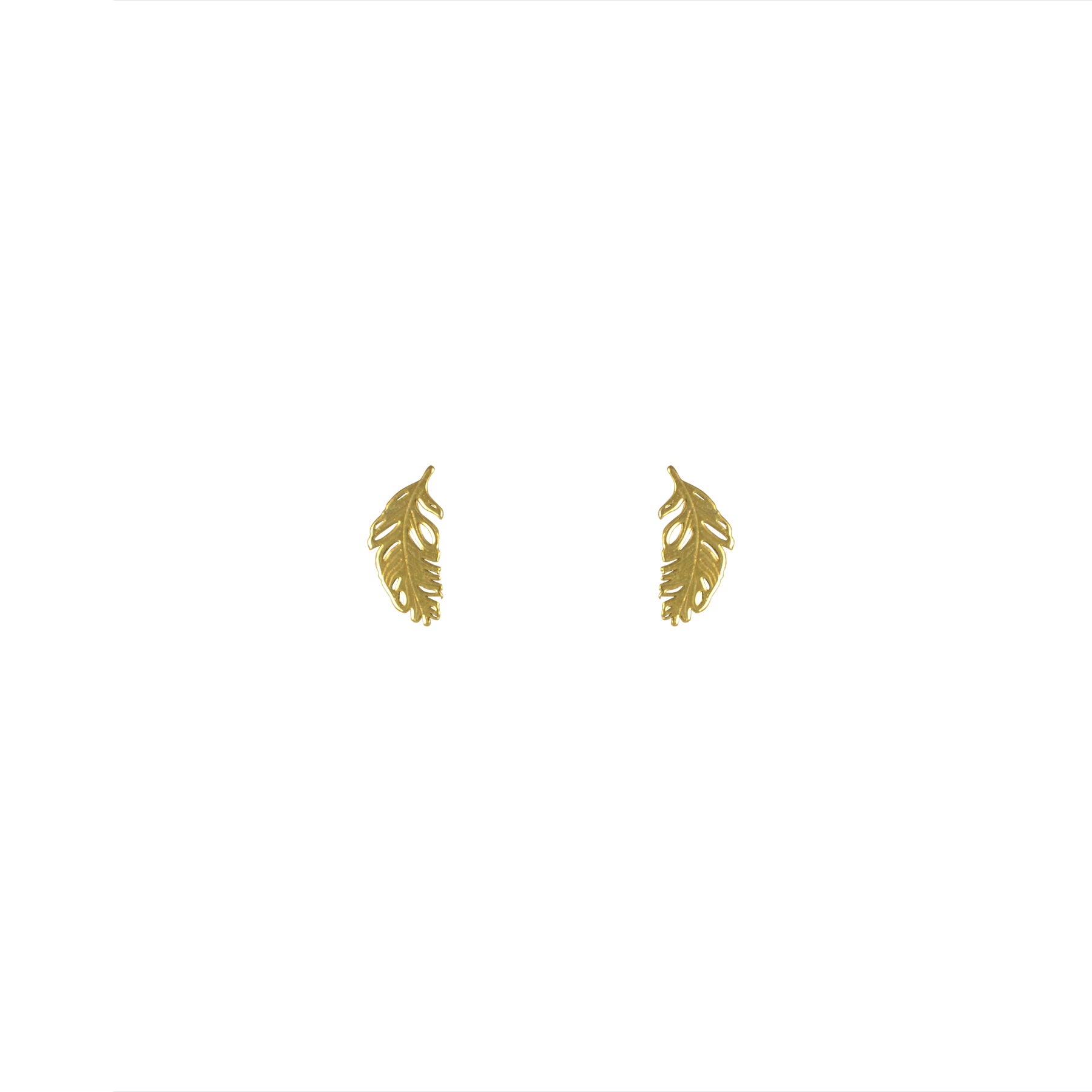 Gold feather stud earrings