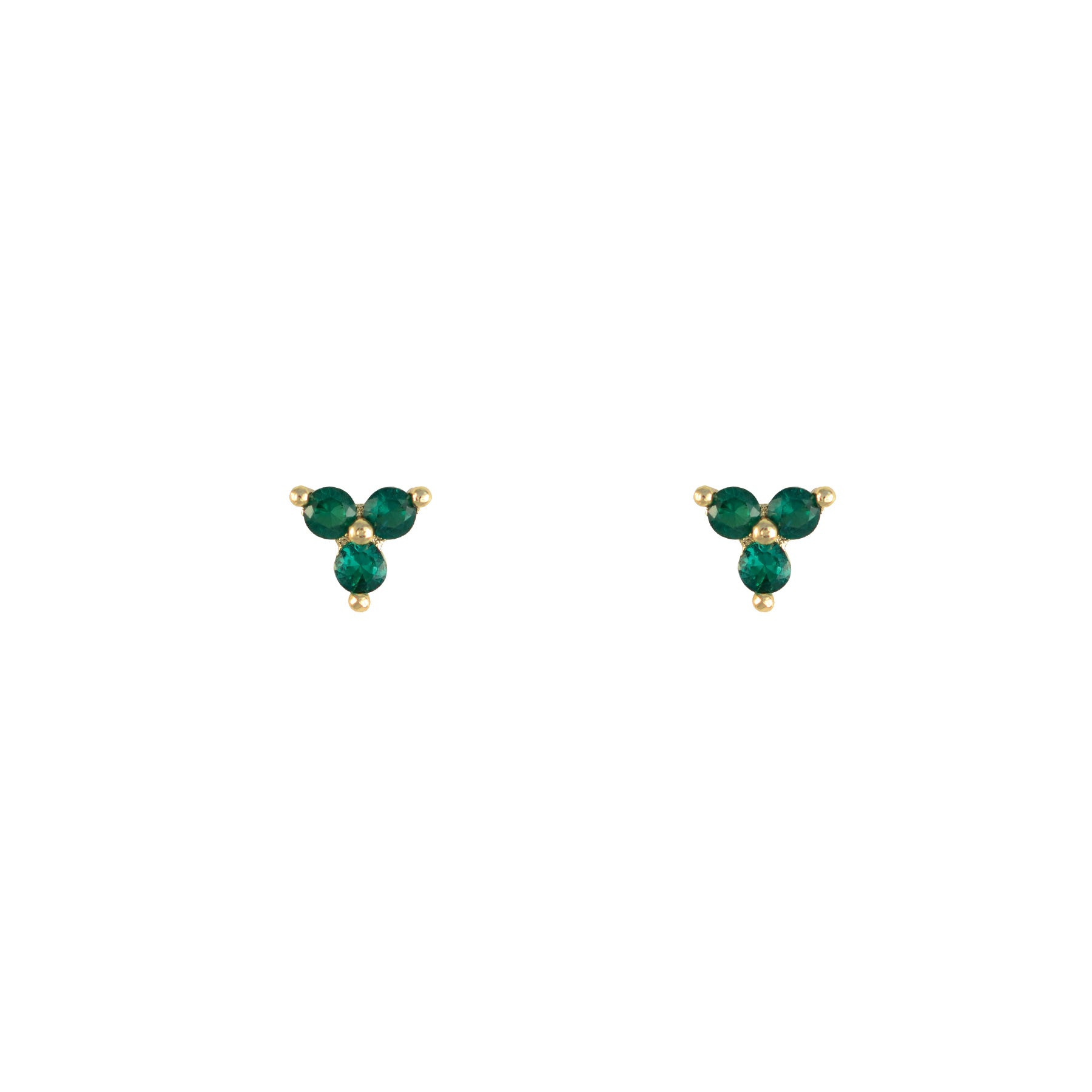 Gold and green crystal flower earrings