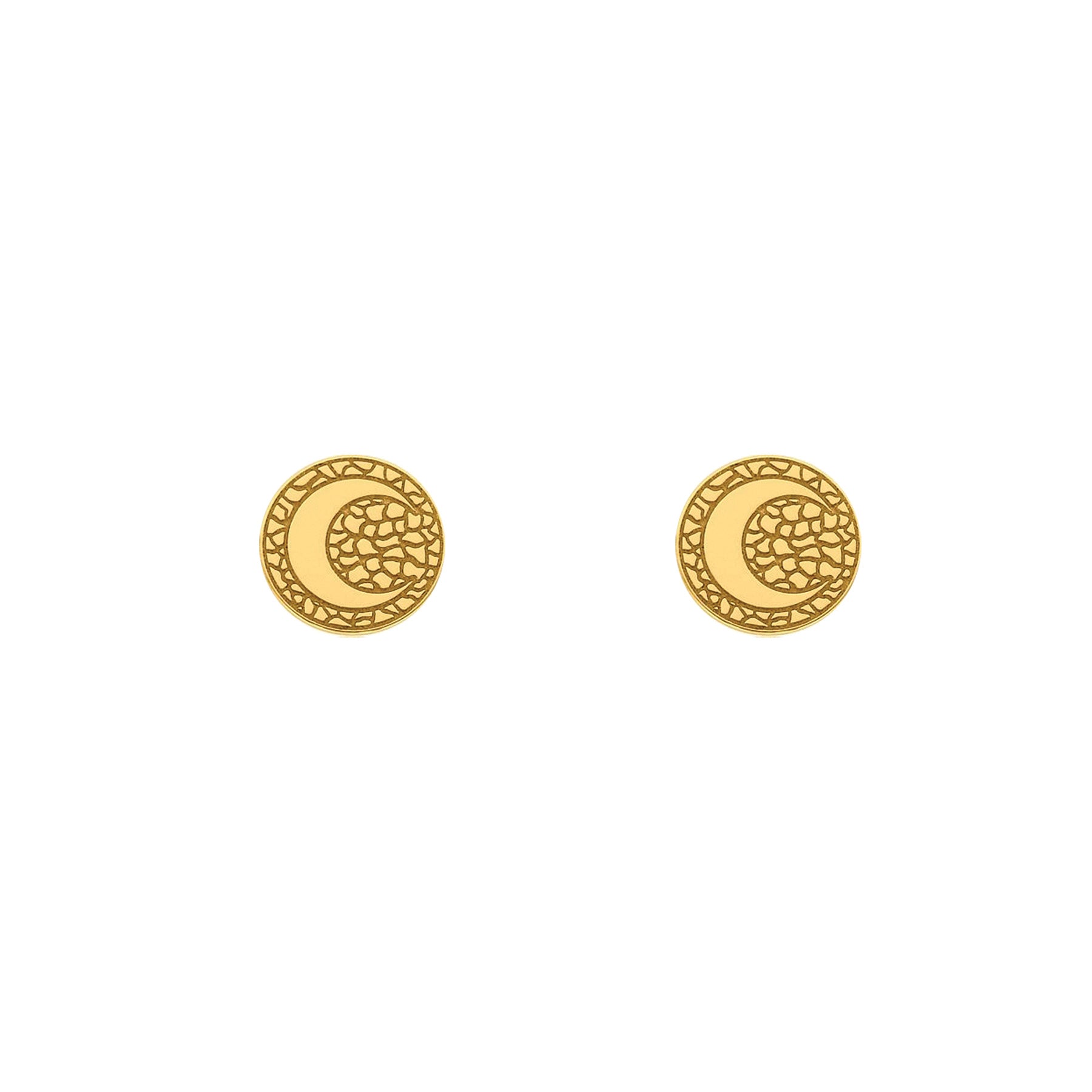 Gold moon stud earrings