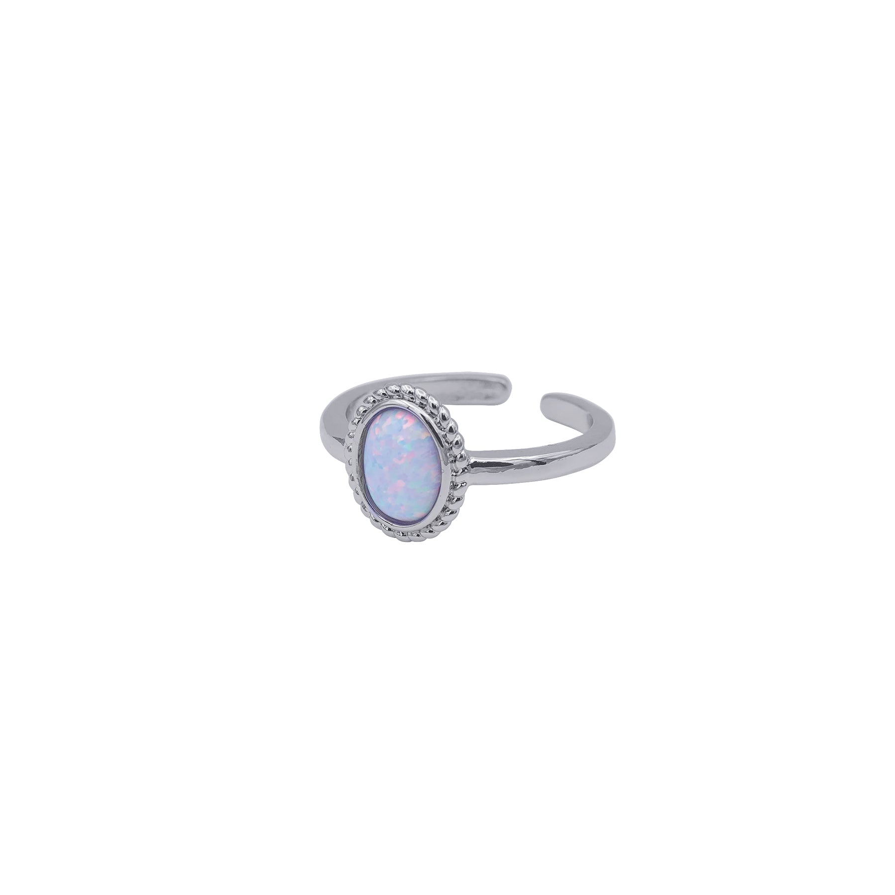 Silver and white opal ring