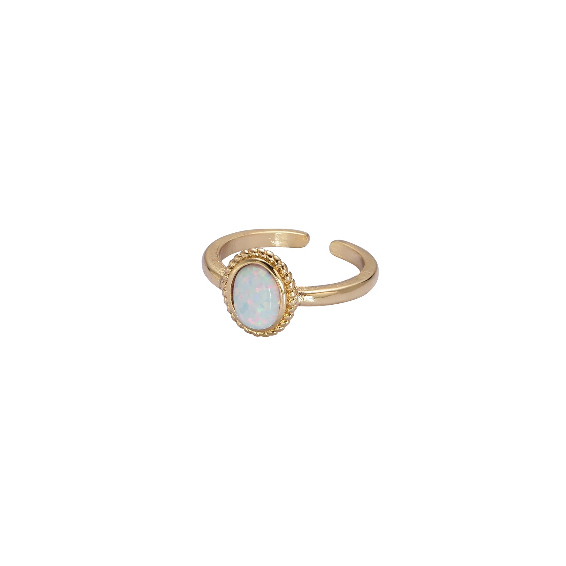 Gold and white opal ring