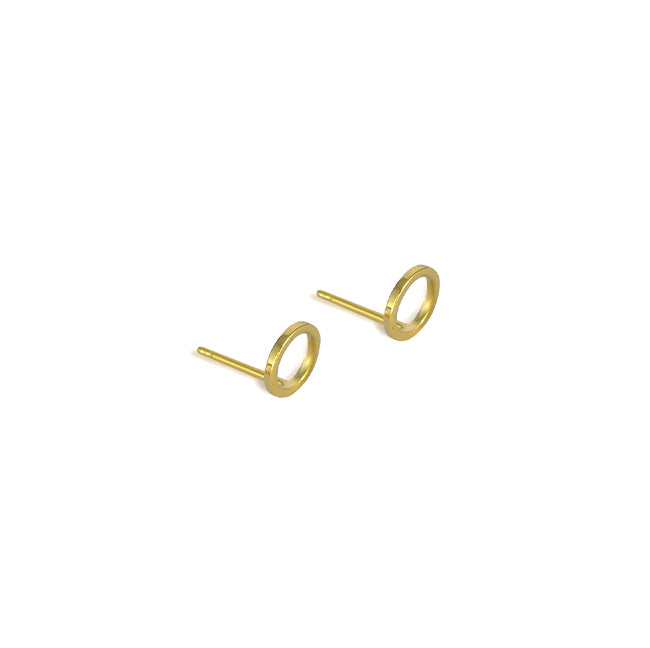 Gold circle stud earrings