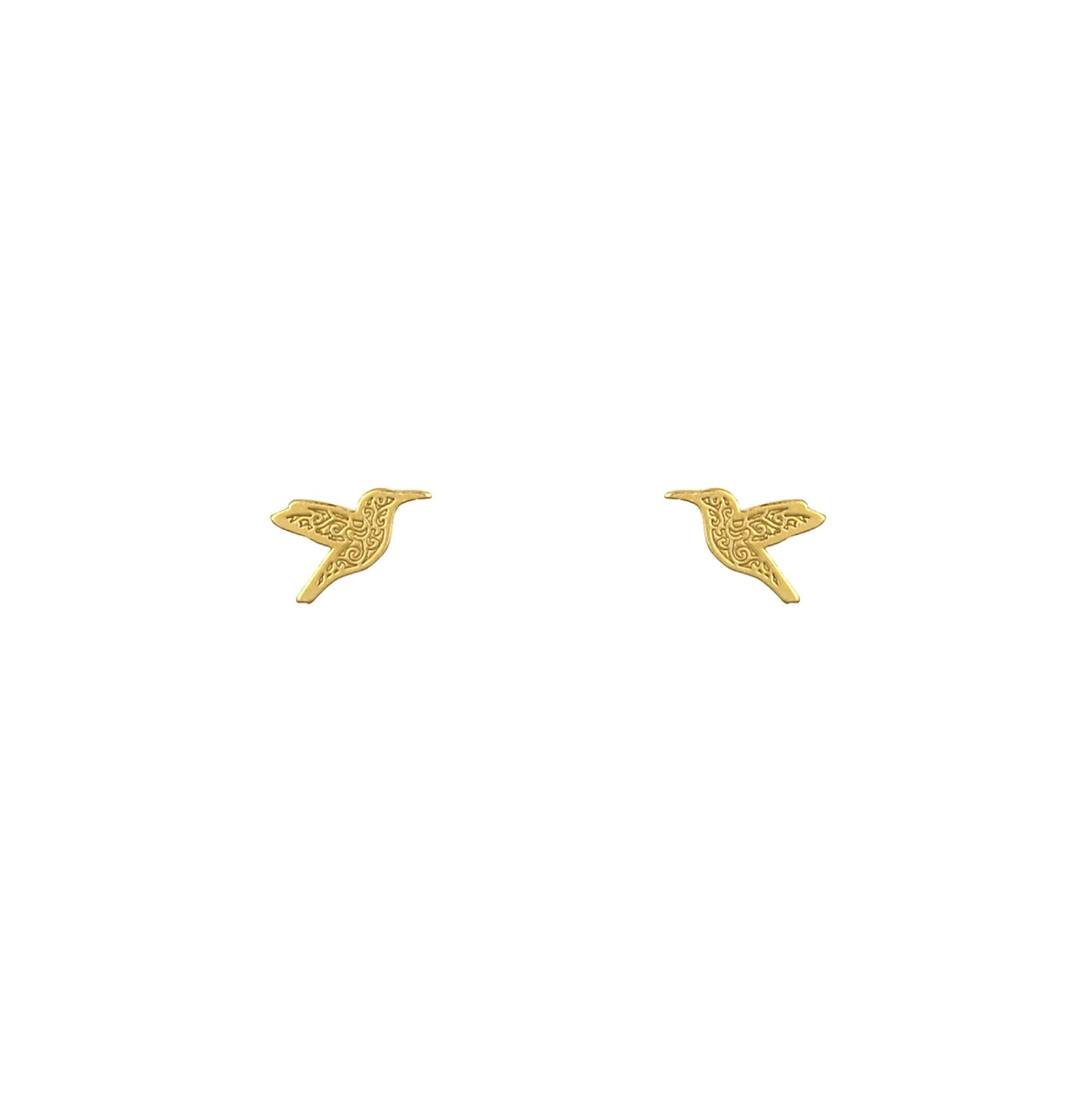 Gold hummingbird stud earrings
