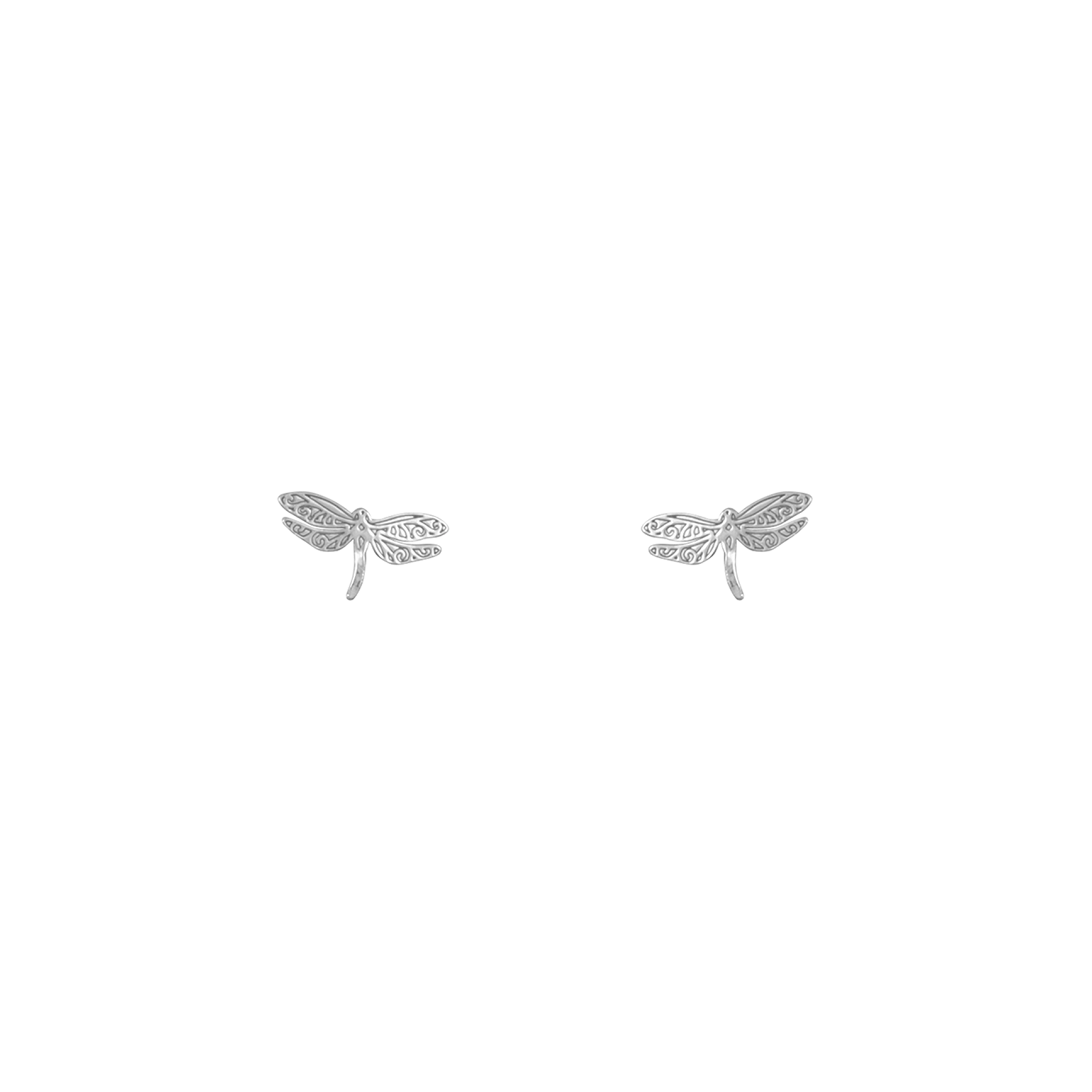 Silver dragonfly studs