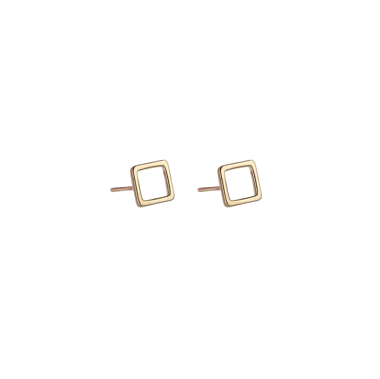 Gold square stud earrings