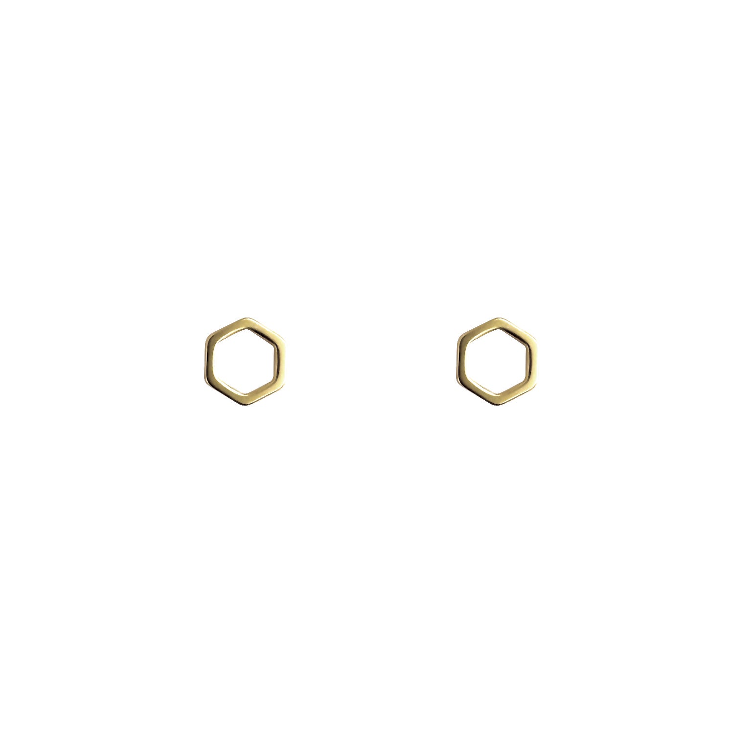 Gold hexagon stud earrings