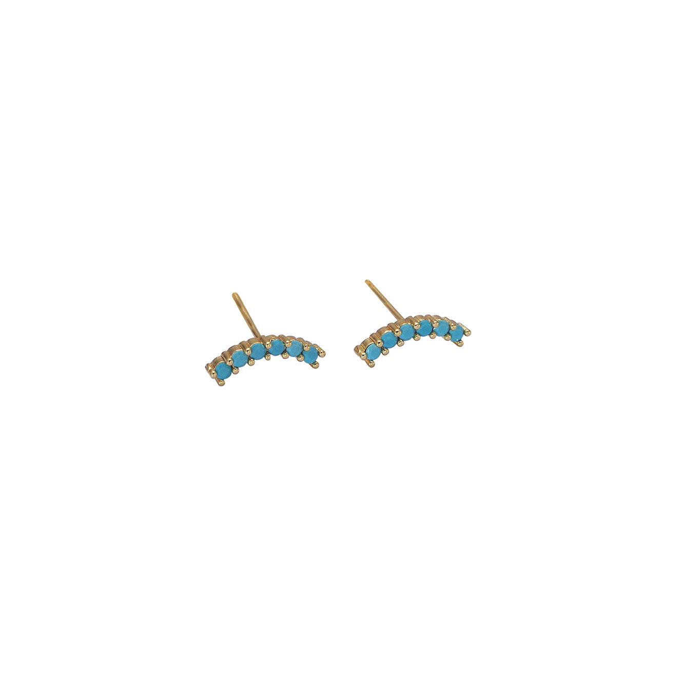 Boucles d'oreilles demi-lune or et turquoise