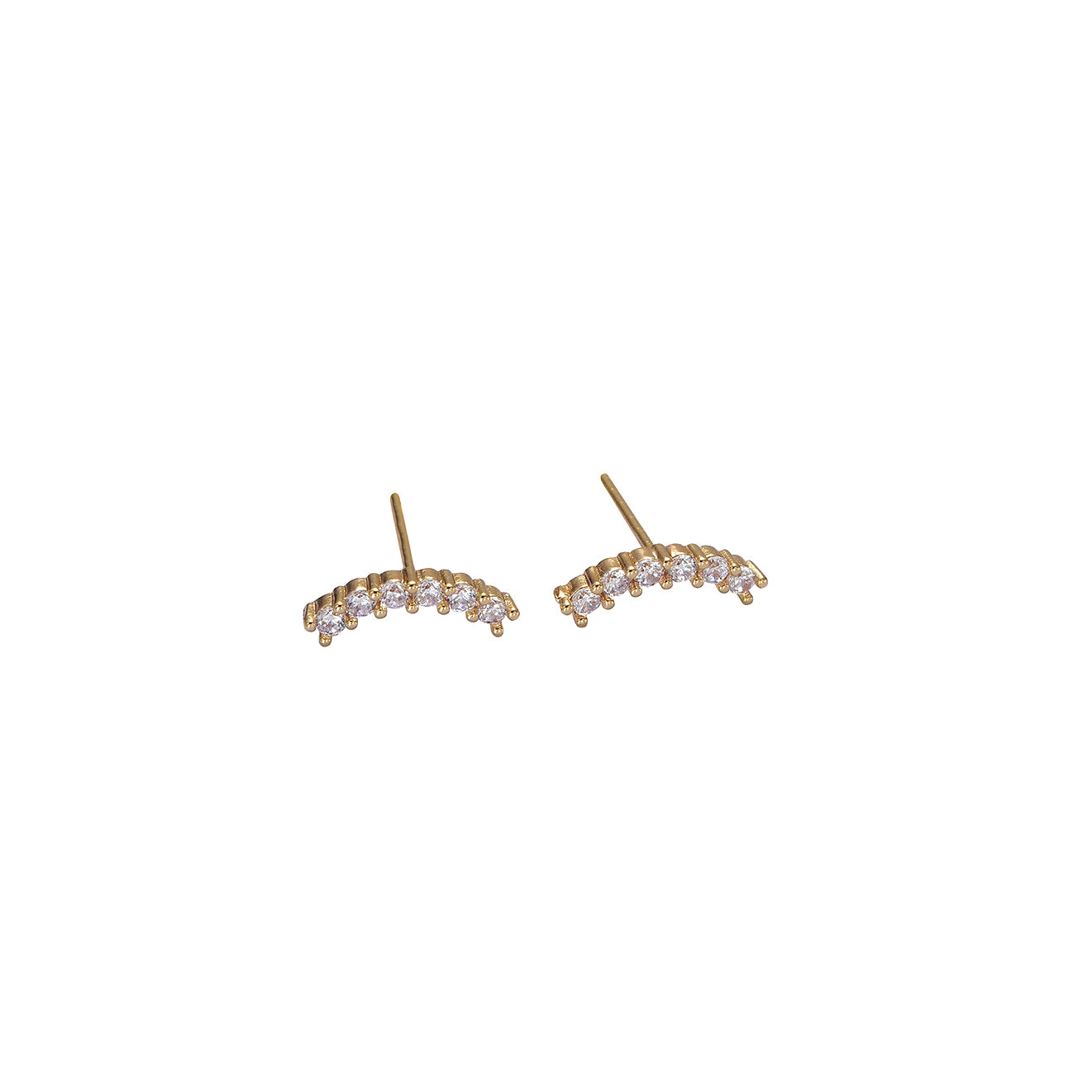 Gold and white half-moon earrings