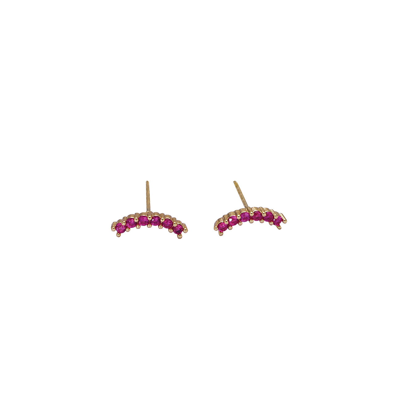Gold and pink half-moon earrings