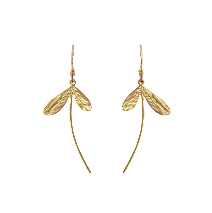 Gold maplekey earrings