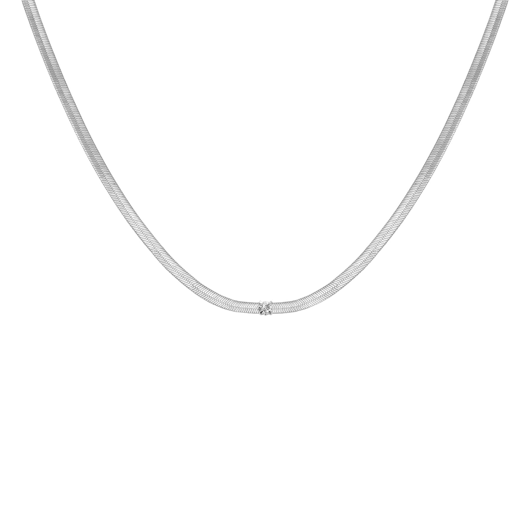 Silver zircon serpentine chain necklace