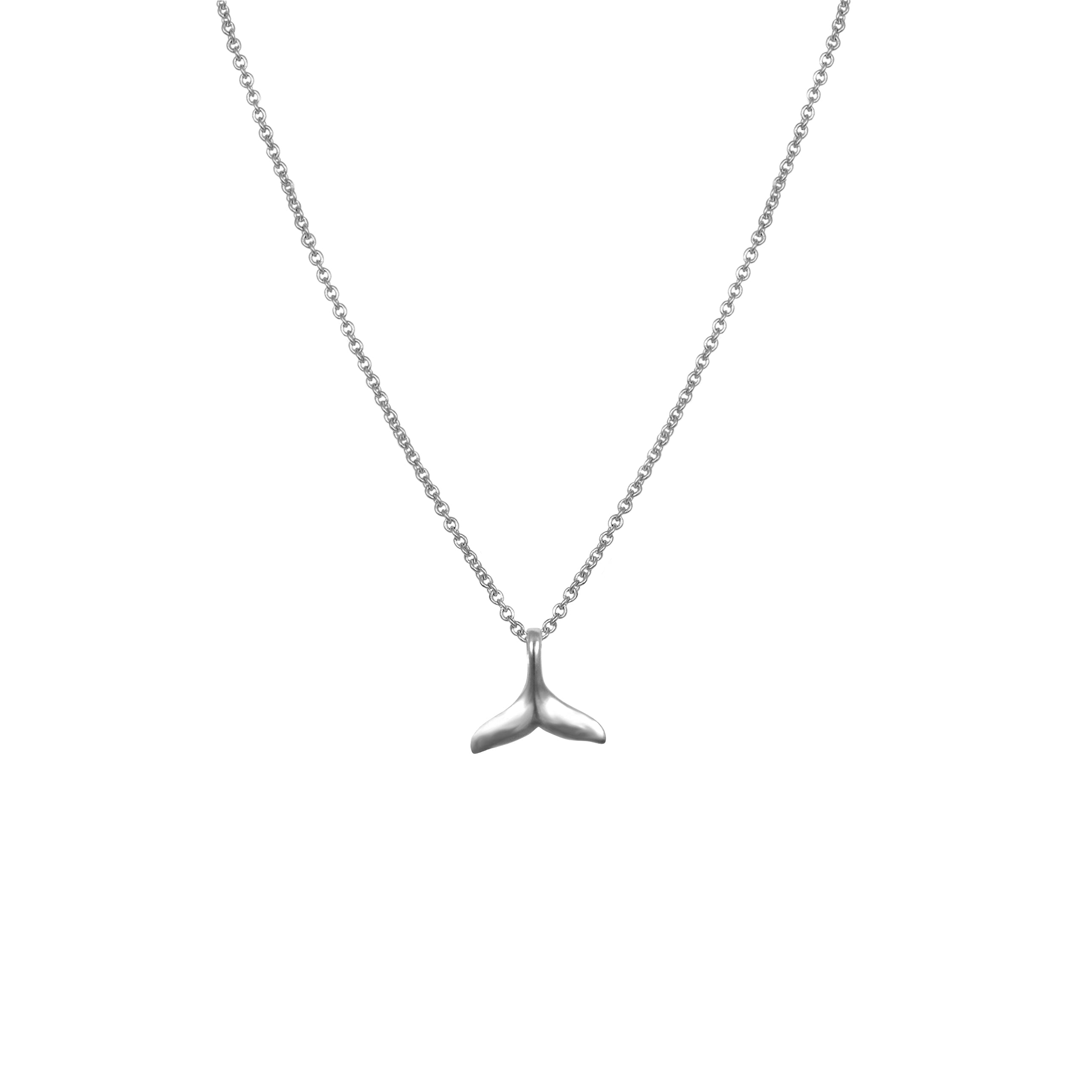 Silver whale tail pendant necklace