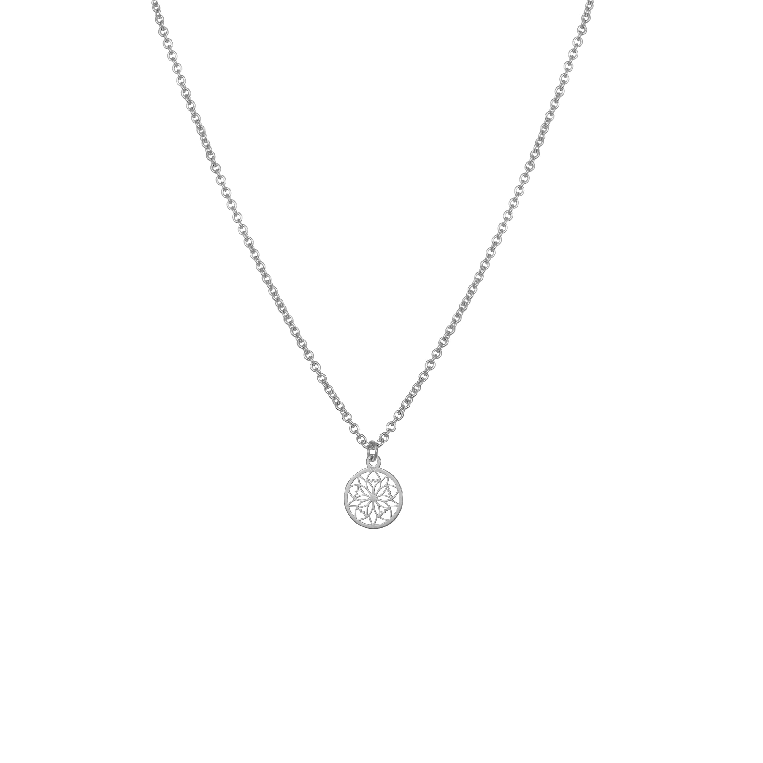 Silver mandala necklace