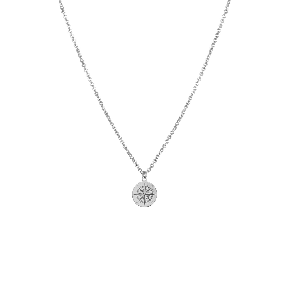 Silver Engravable Compass Silver engraved compass necklace | Lost & Faune