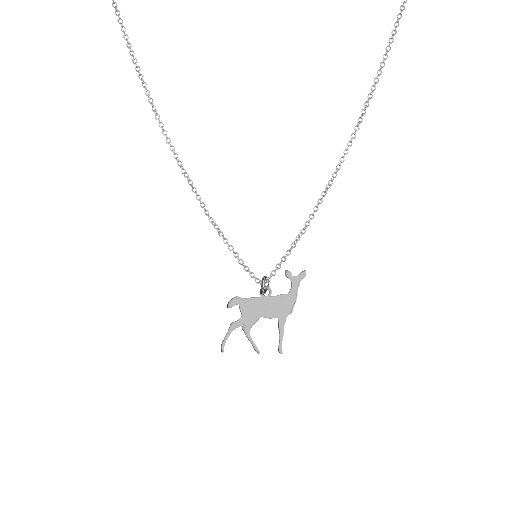 Silver small deer necklace
