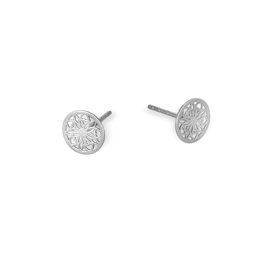 Silver mandala stud earrings