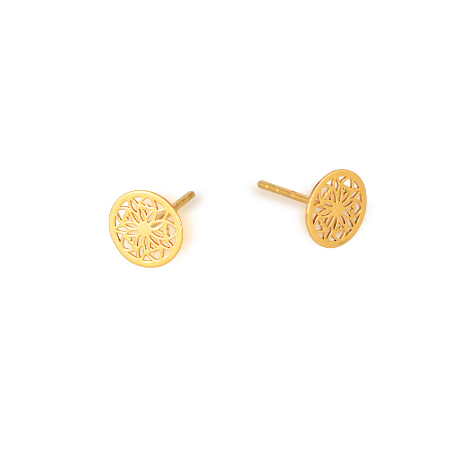 Gold mandala stud earrings